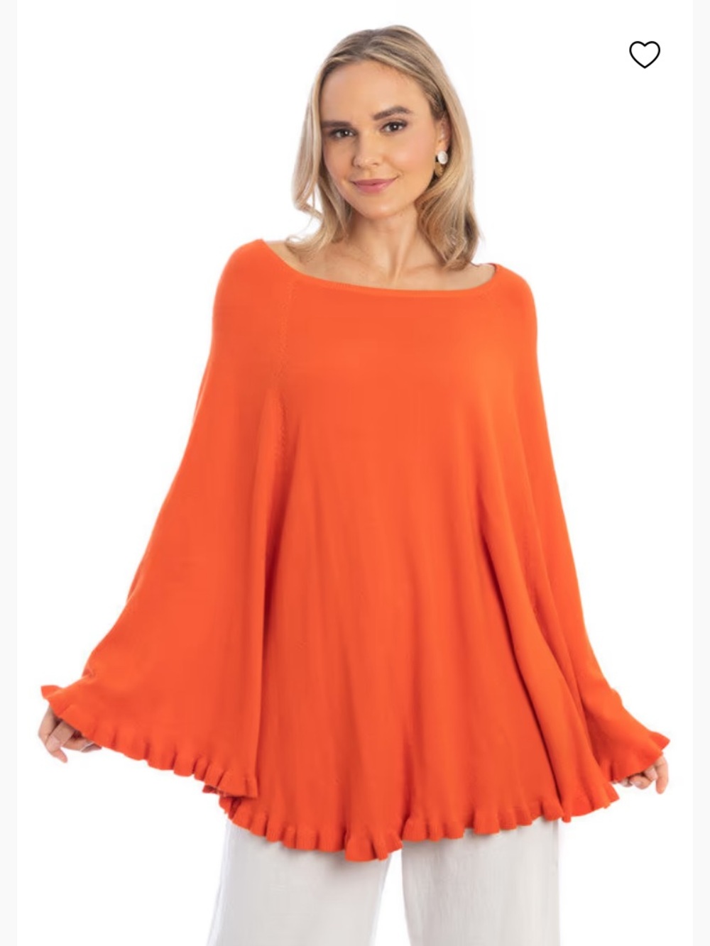 Saachi Ruffled Hem Poncho Orange